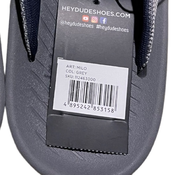 Hey Dude Milo Gray Sandals - NWT (2 sizes available) Size: 11 & 13 Mens - Picture 5 of 9